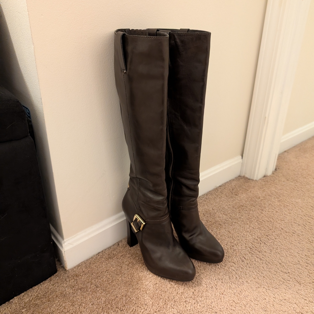 Michael Kors Genuine Leather Tamara Knee High Boots. Brown. Sz 8.